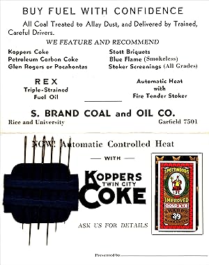 S. BRAND COAL AND OIL CO. ADVERTISING NOVELTY
