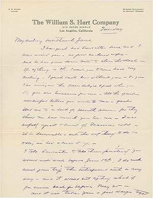 Archive of 41 original autograph letters from silent film actor William S. Hart to actress Jane N...
