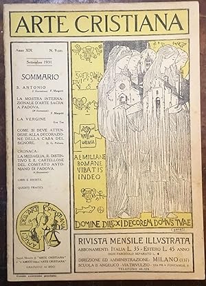 Arte Cristiana. Rivista mensile illustrata. Anno XIX n.9 Settembre 1931
