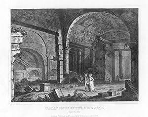 1832 ENGRAVING ANTIQUE PRINT of the CATACOMBS OF THE ARUNTII IN ITALY