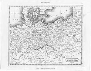 1822 Antique Map of PRUSSIA Beautiful Engraved Black & White Map Engraving