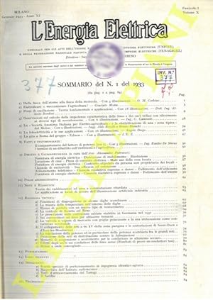 L'energia elettrica. 1933. Ufficiale per gli Atti dell'ANIEL.
