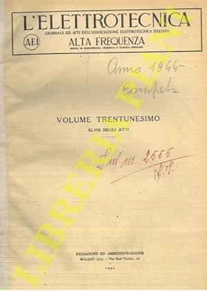 L'elettrotecnica. 1944. Giornale ed atti della Associazione Elettrotecnica Italiana.