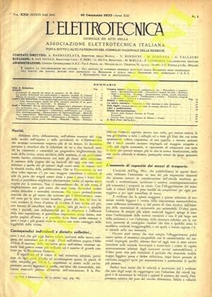 L'elettrotecnica. 1935. Giornale ed atti della Associazione Elettrotecnica Italiana.