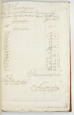 Kellerrechnung in den Jahren 1772, 1773 & 1774.