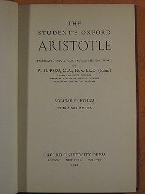 Student's Oxford Aristotle: Volume V: Ethics : Ethica Nicomachea