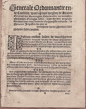 [Pamphlet, War tax, [s.n., s.d.], Rare] Generale ordonnantie en de Conditie/ waer op van weghen d...