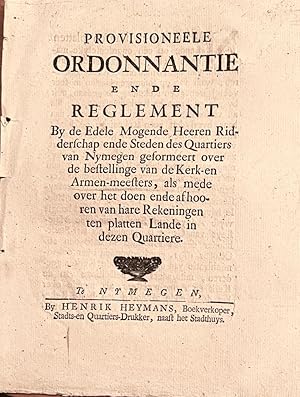 [Pamphlet, Nijmegen, 1692, Rare] Provisioneele ordonnantie ende Reglement by de Edele Mogende Hee...