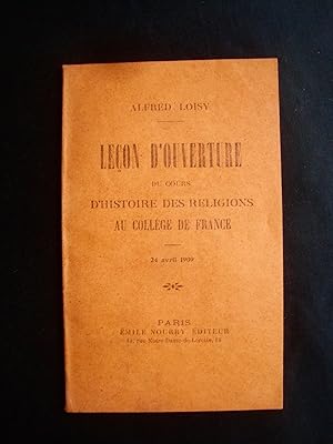 Leçon d'ouverture du cours d'histoire des religions au Collège de France - 24 avril 1909 -