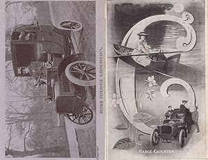 Madge Crichton in Antique Classic Car 2x Postcard s