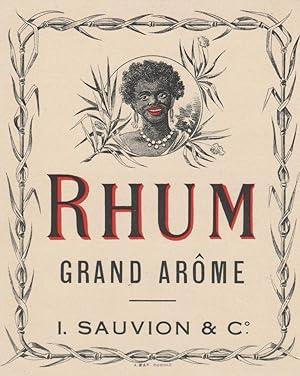 "RHUM GRAND ARÔME / I. SAUVION & C° Cognac" Etiquette litho originale (années 30)