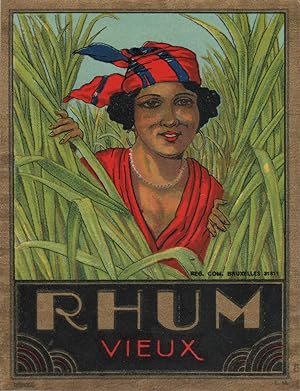 "RHUM VIEUX" Etiquette-chromo originale (vers 1900)