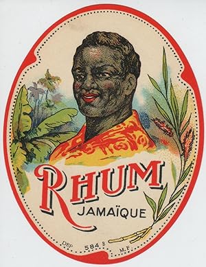 "RHUM JAMAÏQUE" Etiquette-chromo originale (vers 1900)
