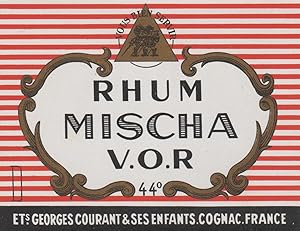 "RHUM MISCHA / Georges COURANT & ses Enfants Cognac" Etiquette litho originale (années 30)
