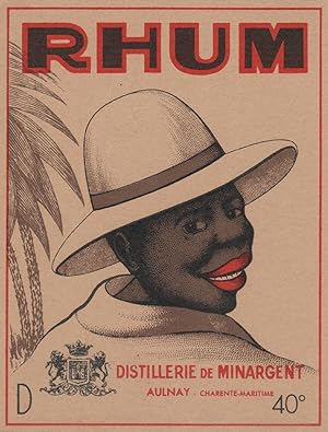 "RHUM / DISTILLERIE DE MINARGENT Aulnay" Etiquette litho originale (années 30)