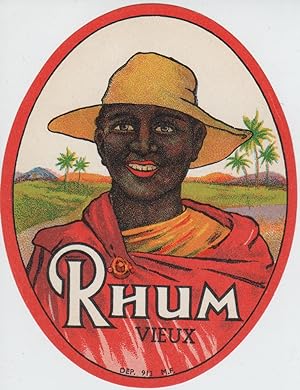 "RHUM VIEUX" Etiquette offset originale (années 50)