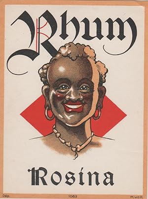 "RHUM ROSINA" Etiquette litho originale (années 30)