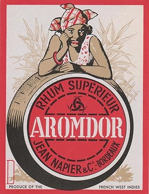 "RHUM SUPÉRIEUR AROMDOR/ Jean NAPIER & C° Bordeaux" Étiquette litho originale (années 30)