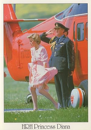 Embarrassed Princess Diana Dress Shows Underwear Helicopter Postcard