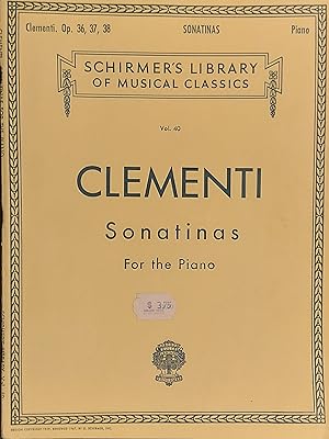 Clementi: Sonatinas For Piano - Schirmer's Library Of Musical Classics Vol.40