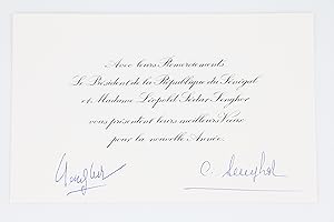 Carte de Voeux du Président du Sénégal Léopold Sédar Senghor qu'il a signée avec sa femme