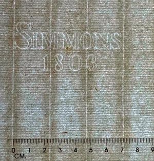 Blank sheet of laid paper with watermark Simmons 1803 and Arms of Britain