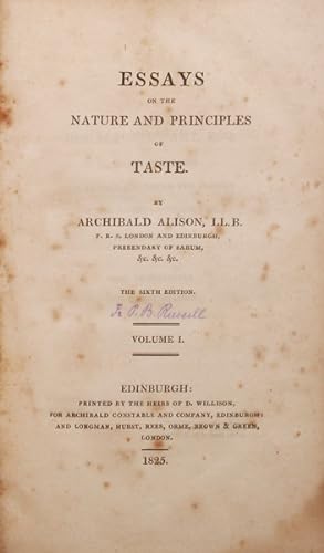 ESSAYS ON THE NATURE AND PRINCIPLES OF TASTE. [2 VOLUMES]
