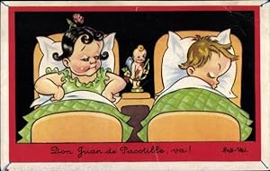 Ansichtskarte / Postkarte Schlafende Kinder, Eros, Liebespaar, Don Juan de Pacotille, va
