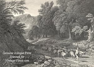 LANDSCAPE WITH SHEPHERD AND FLOCK From the Original painting by GASPAR POUSSIN in the National Ga...