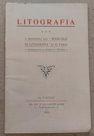 Litografia. A proposito del Manuale di litografia di G. Verga. Osservazioni