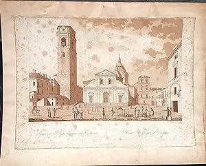Torino Piazza San Giovanni rara incisione 1817