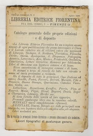 LIBRERIA EDITRICE FIORENTINA. Catalogo generale delle proprie edizioni e di deposito. N. 3. Agost...