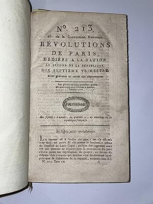 Révolutions De Paris Dédiées à La Nation an Second De La République Dix-Septième Trimestre, Suivi...