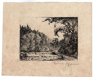Antique Print-LANDSCAPE-BROOK-TREES-PASTORAL-NATURE-Zipperer-ca.1925
