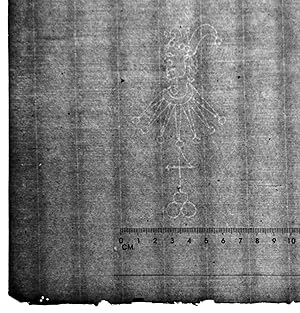 Blank sheet of laid paper with watermark Foolscap with 7 points. 17 th Century