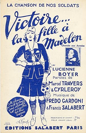"VICTOIRE LA FILLE A MADELON par Lucienne BOYER" Paroles de Marcel TRAVERS & CYRLEROY / Musique d...