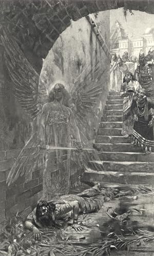 KING NEBUCHADNEZZAR DRIVEN FROM MEN BY THE ANGEL BY GEORGES ROCHEGROSSE,1894 Photogravure