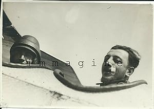 Foto originale, il Segretario Politico al Campo Volo di Ponte San Pietro 1931ca.