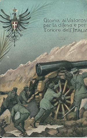 Cartolina Gloria ai Valorosi per la Difesa e l'Onore dell'Italia Biella 1916