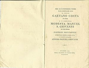 Sonetto, Nozze di Gaetano Costa con Modesta Manuel S.Giovanni Cuneo 1814