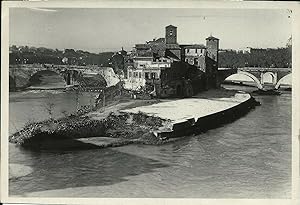 Bella fotografia originale Roma/Isola Tiberina, San Bartolomeo 1930's