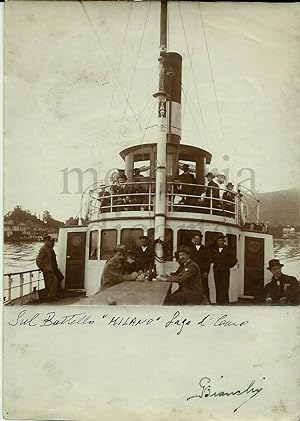2 rare foto originali - Battello "Milano" Lago di Como 1900's inaugurazione ?