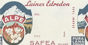 Etichetta originale Laines Edredon - Fili Safea Milano 1940's