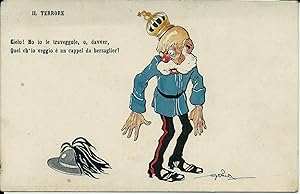 Cartolina illustrata da "Golia", Il Terrore (bersaglieri/non viaggiata) 1910's