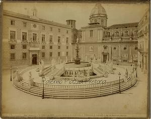 Fotografia originale (albumina), Palermo Piazza Pretoria (Alinari) 1880's