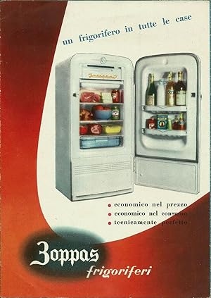 Depliant pubblicitario originale, frigoriferi Zoppas 1955