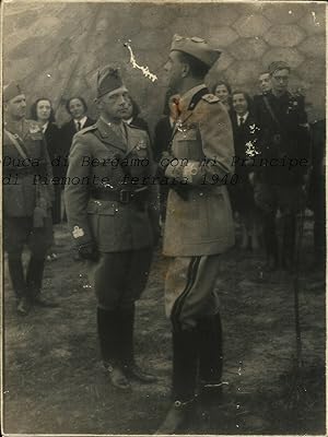 Foto originale, il Duca di Bergamo con il Principe di Piemonte Ferrara 1940