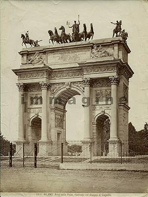 Fotografia originale (albumina) Milano L'Arco della Pace 1880ca.