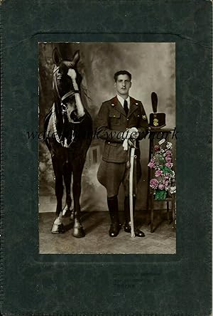 Fotografia originale, 3° Regg.to Cavalleria Savoia cavaliere con cavallo 1930ca.