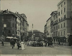 Fotografia originale, Roma Piazza di Spagna animata (Alinari)